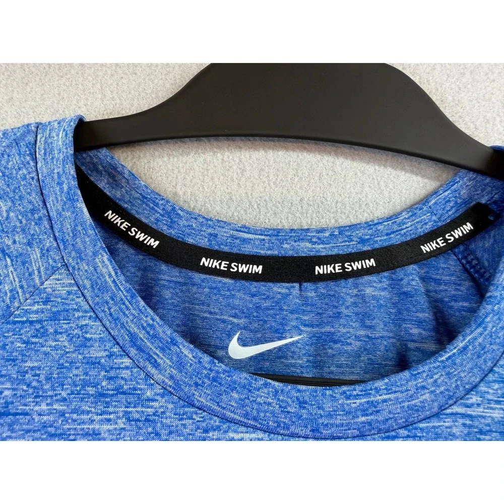 Nike Swim Dri-FIT Heather Long Sleeve Rash Guard Blue UPF 40+ NESSA590-494 XXL